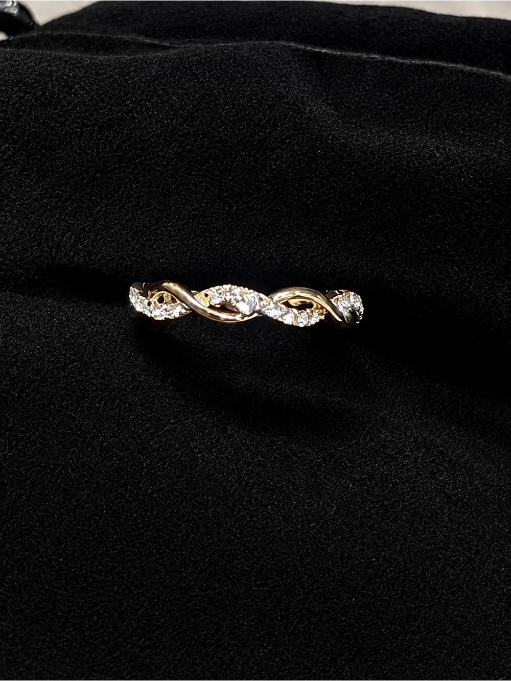 Gold Twisted Pave CZ Eternity Band - Women Jewelry